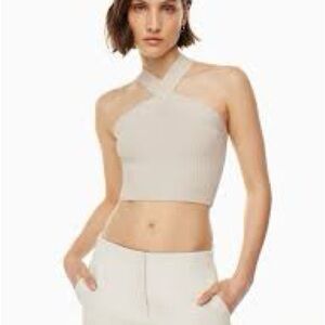 Aritzia Elegant Cream Halter Top